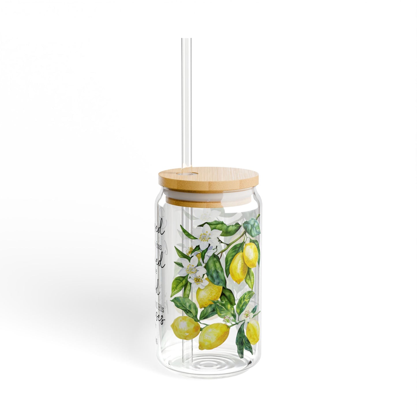 Blessed 16oz Sipper Glass with Straw - Inspirational & Floral Design