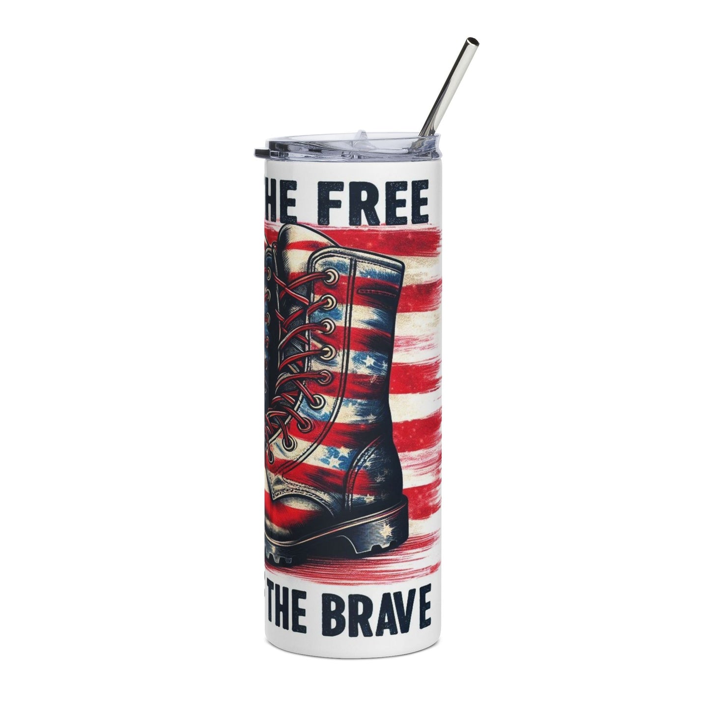Combat Boots, American Flag -Steel Tumbler, 20oz