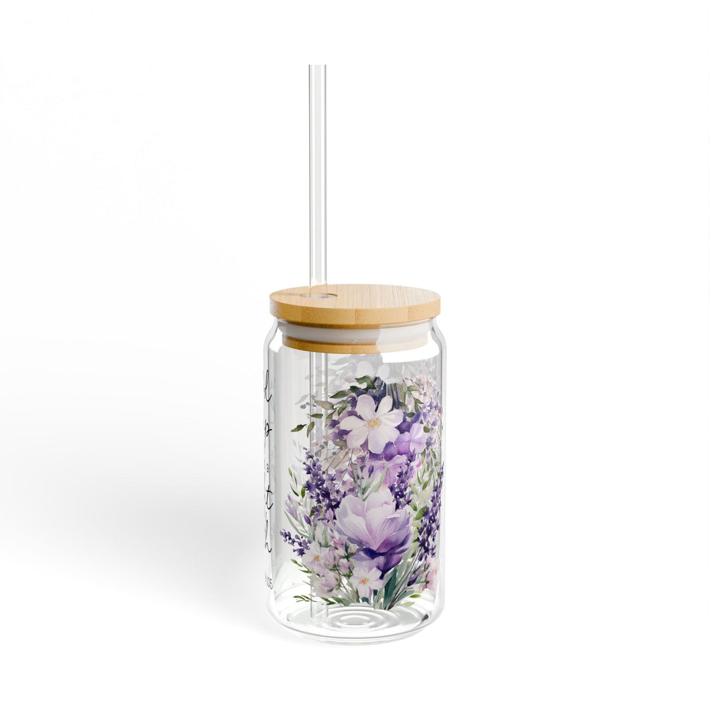 Psalms 119:105 Floral Scripture Sipper Glass - 16oz With Straw, Inspirational Drinkware