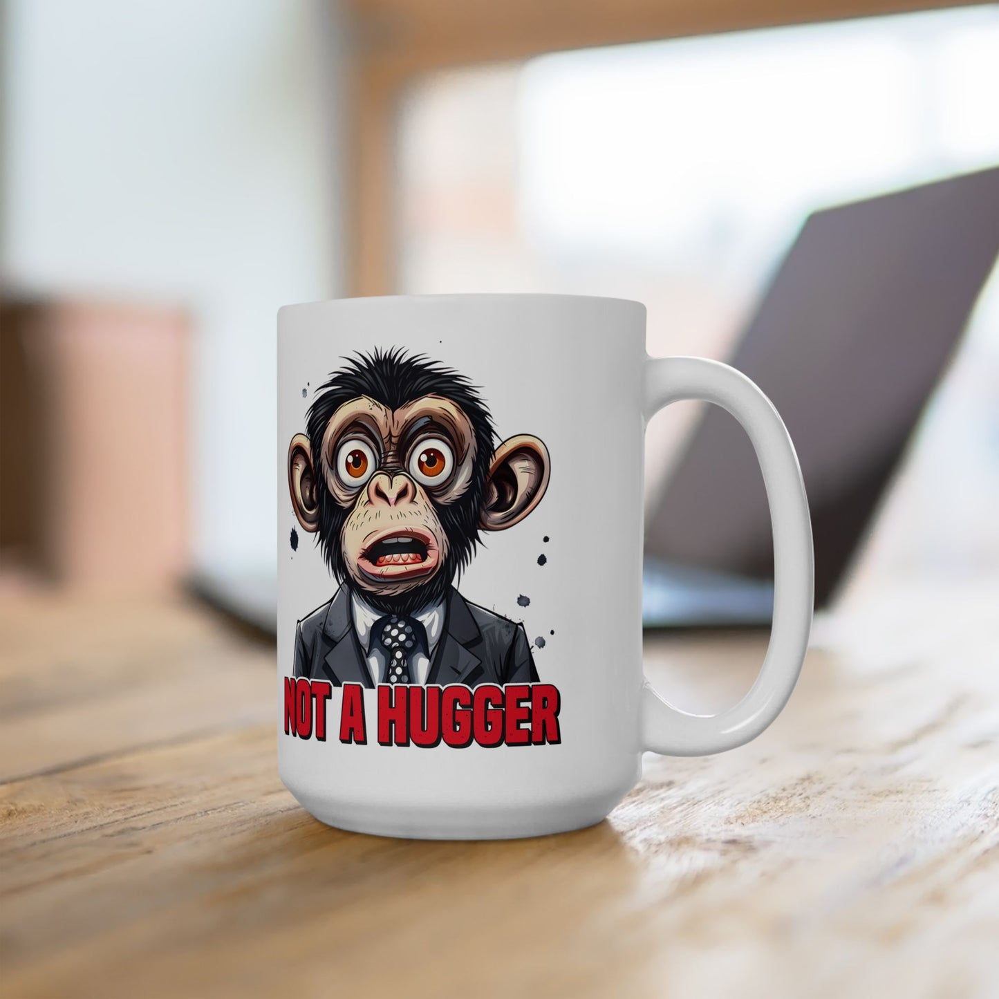 Funny Monkey Mug - Not a Hugger Ceramic Coffee Cup
