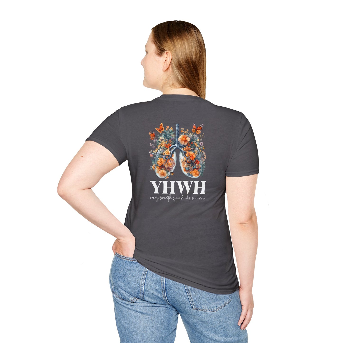 Floral Lungs YHWH Unisex Soft Style T-Shirt - Nature-Inspired Design