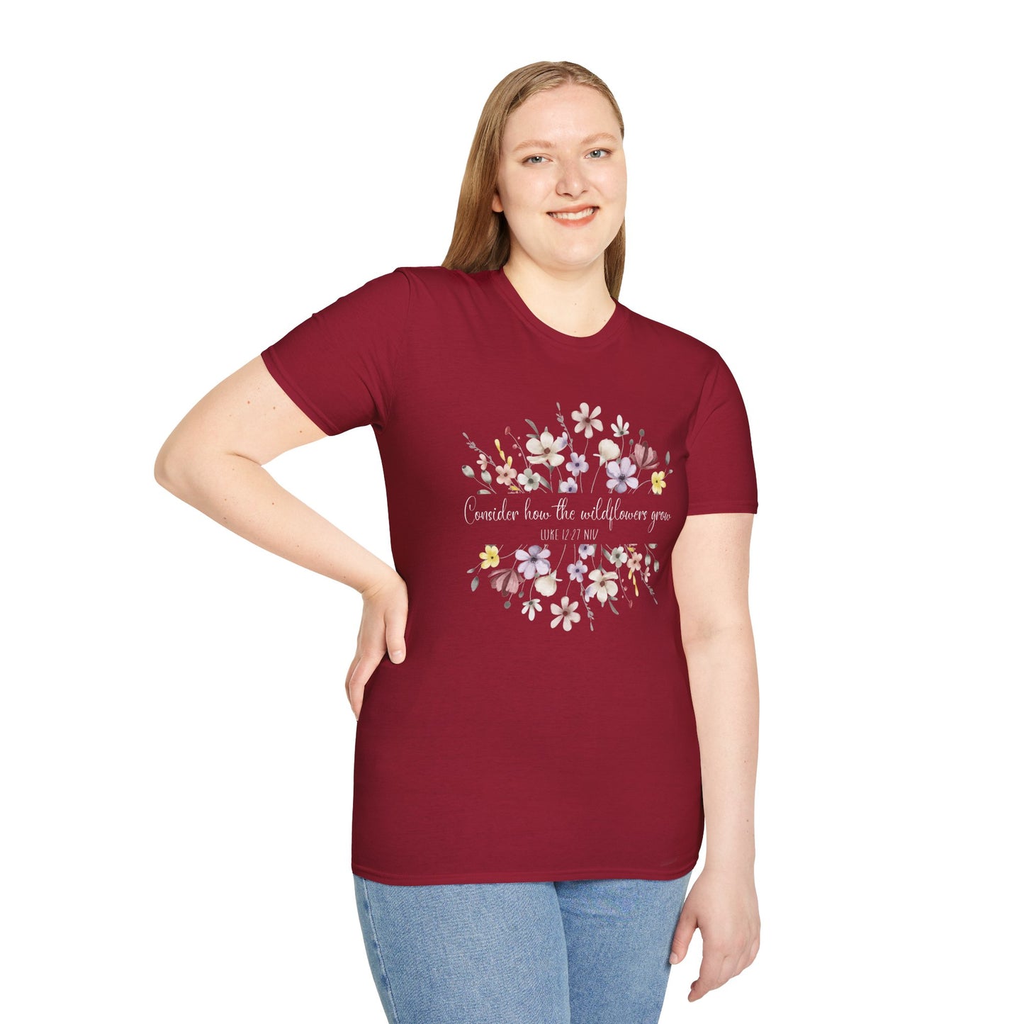 Floral Print Unisex Softstyle T-Shirt - Perfect for Casual Outings and Special Occasions