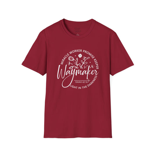 Inspirational Waymaker T-Shirt - Unisex Softstyle with Isaiah 42:16
