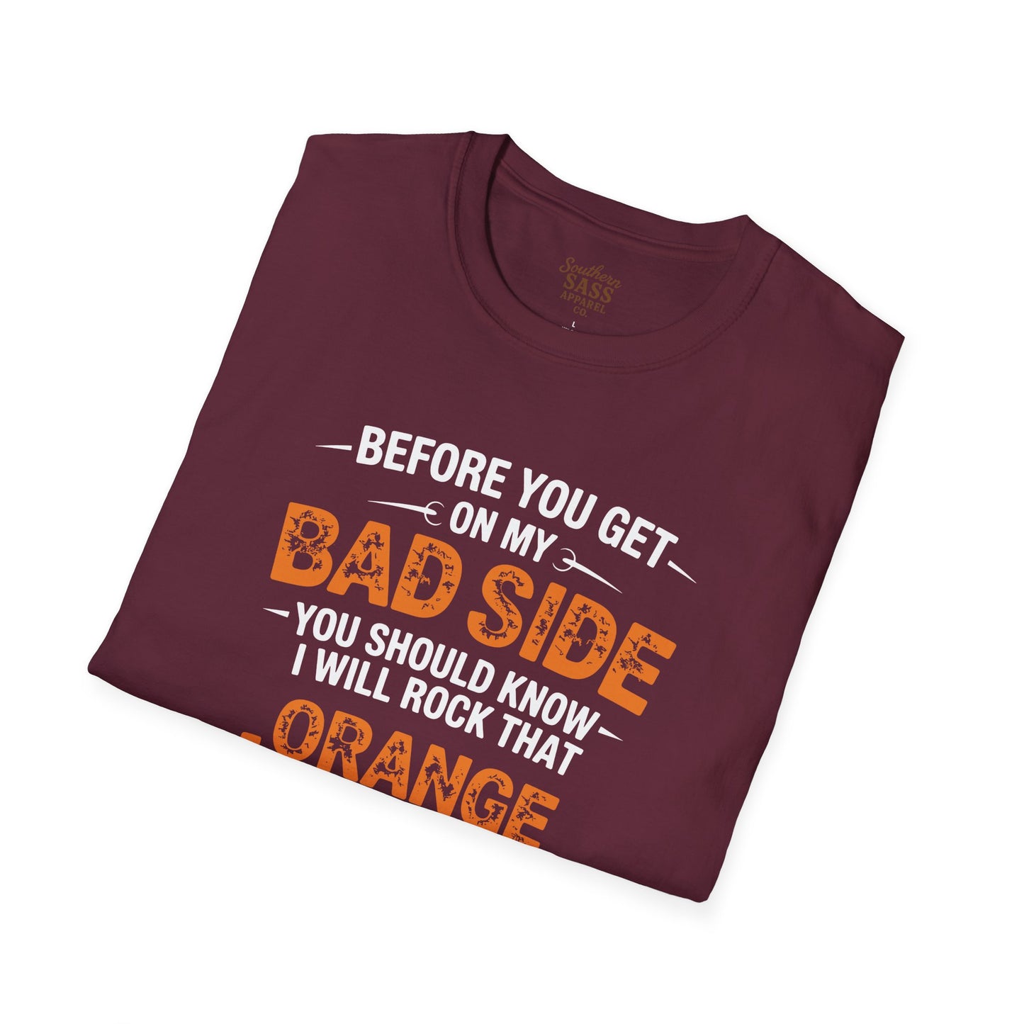 Rock Your Style with 'Bad Side' Orange Jumpsuit Quote