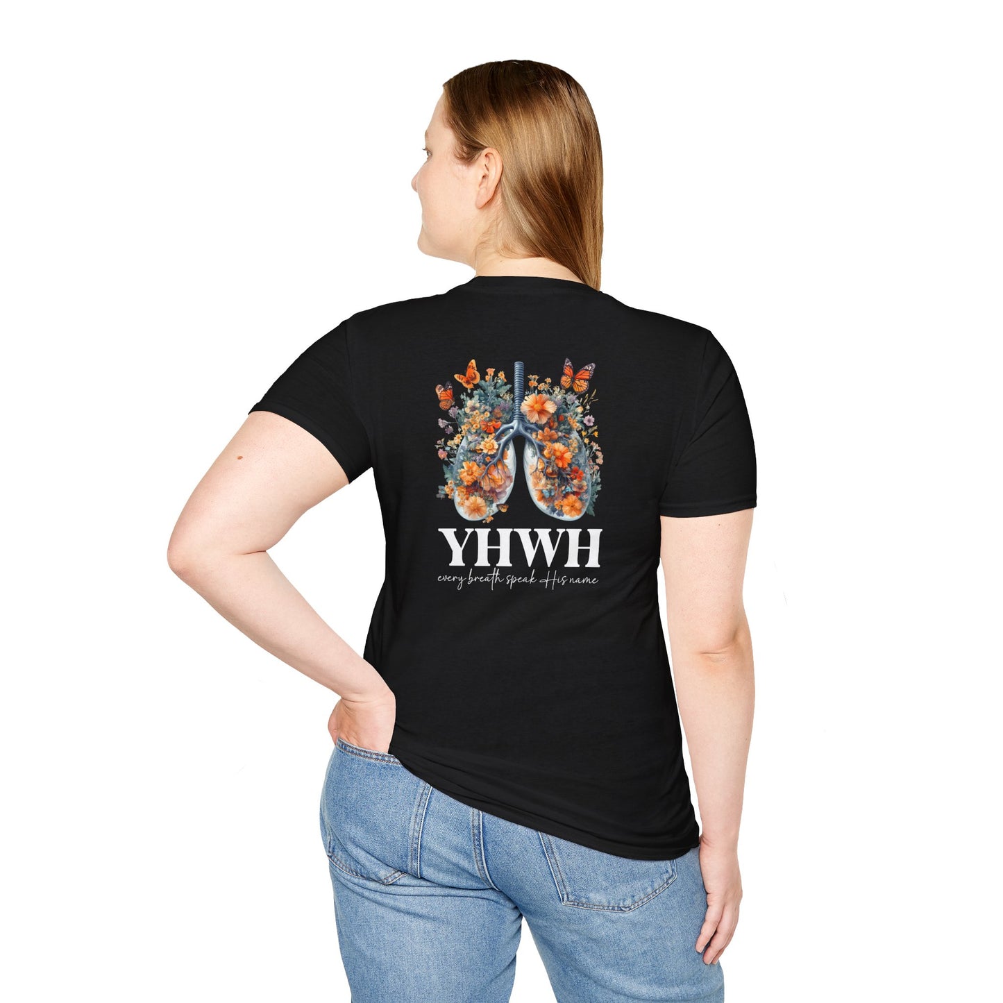 Floral Lungs YHWH Unisex Soft Style T-Shirt - Nature-Inspired Design