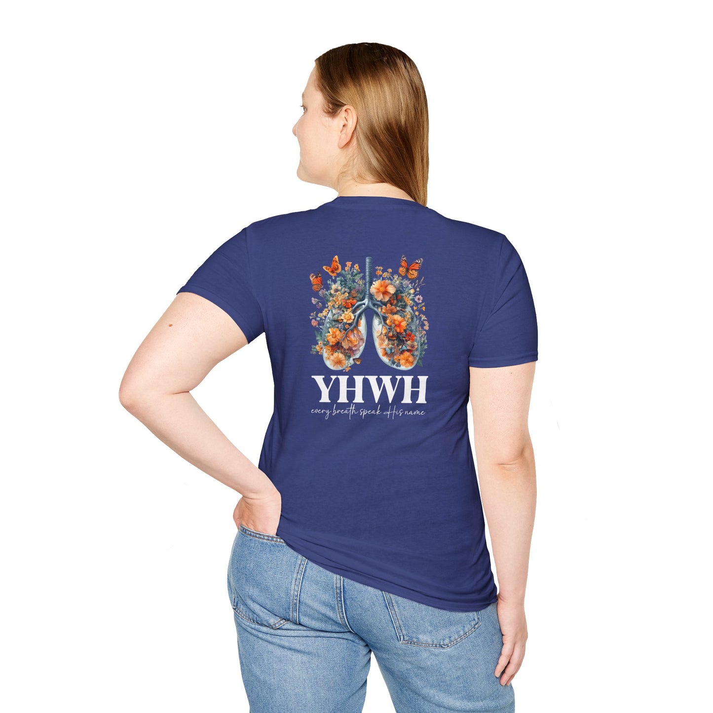Floral Lungs YHWH Unisex Soft Style T-Shirt - Nature-Inspired Design