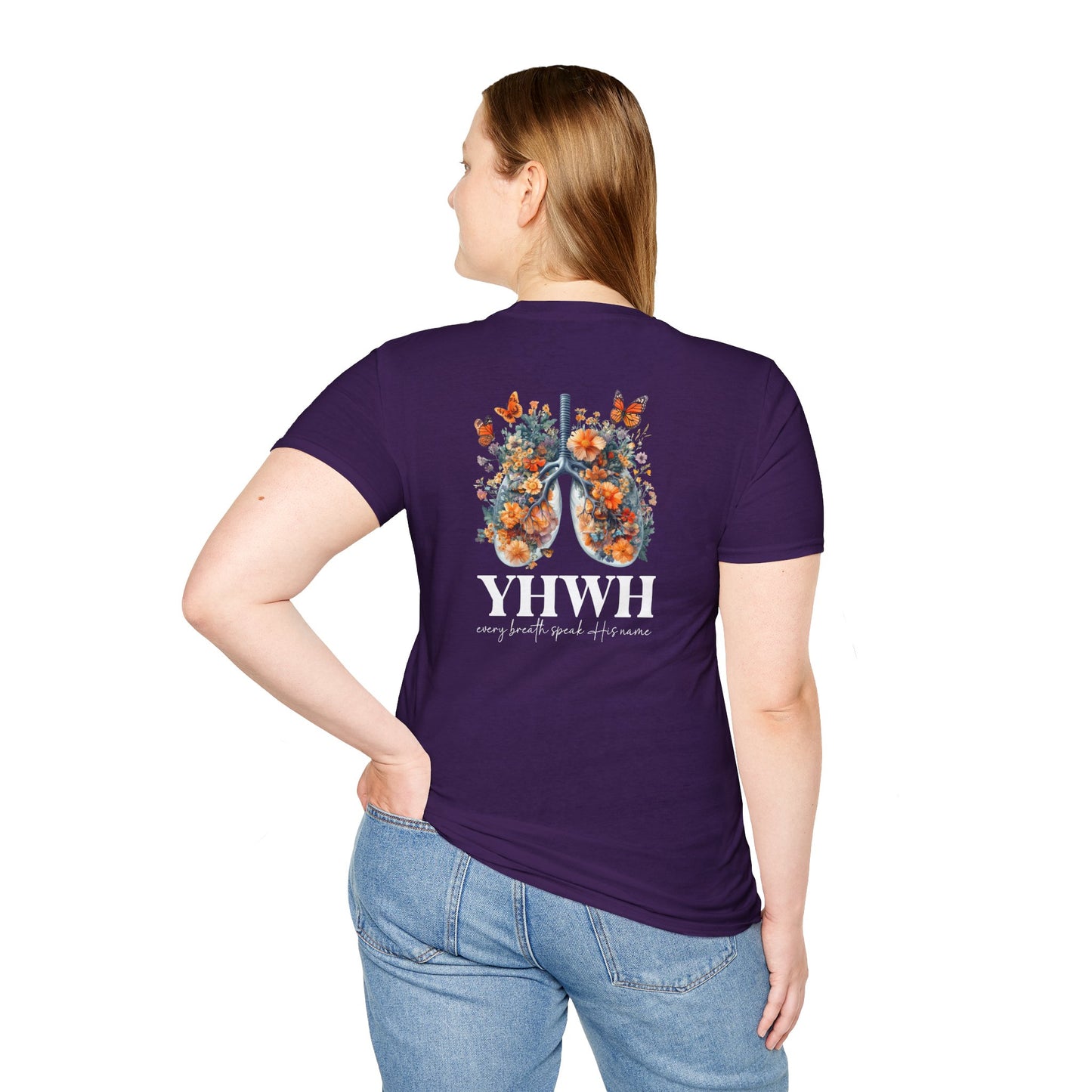 Floral Lungs YHWH Unisex Soft Style T-Shirt - Nature-Inspired Design
