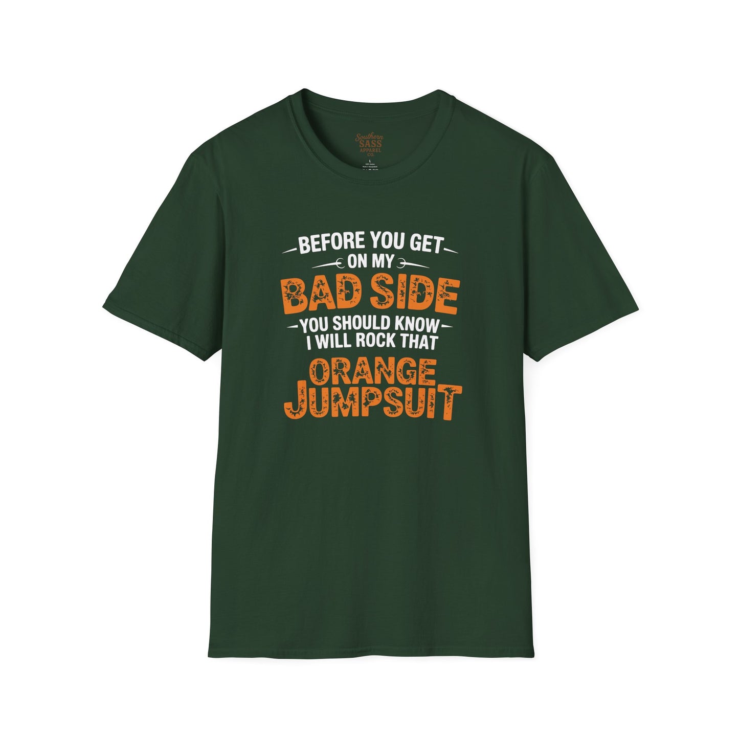 Rock Your Style with 'Bad Side' Orange Jumpsuit Quote