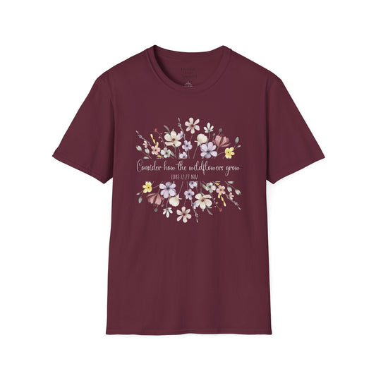 Floral Print Unisex Softstyle T-Shirt - Perfect for Casual Outings and Special Occasions