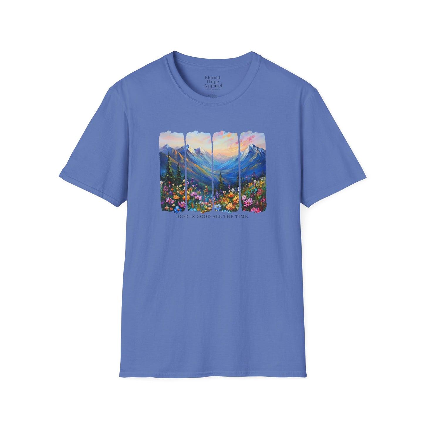 God is Good All the Time Unisex Softstyle T-Shirt - Inspirational Nature Design