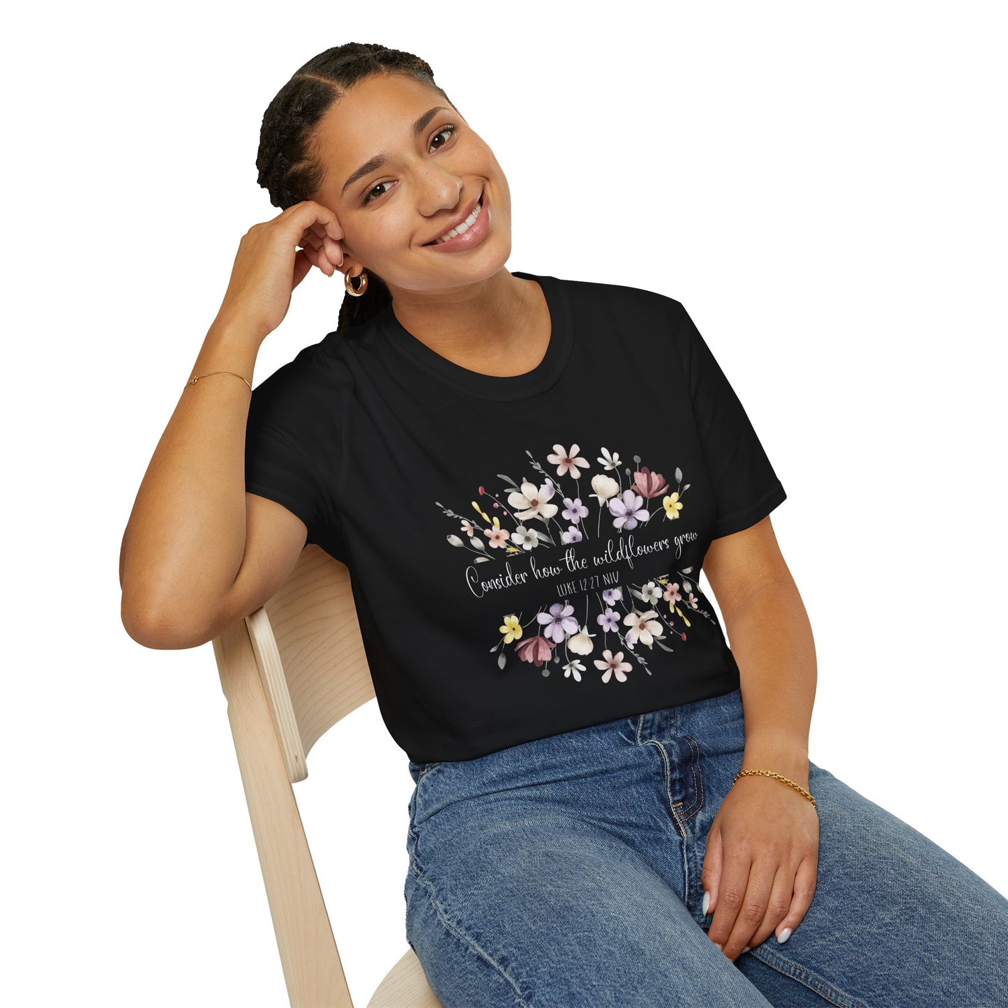 Floral Print Unisex Softstyle T-Shirt - Perfect for Casual Outings and Special Occasions