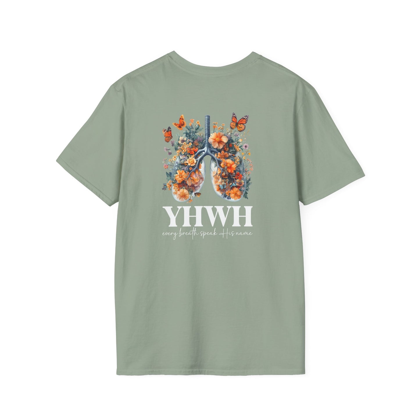 Floral Lungs YHWH Unisex Soft Style T-Shirt - Nature-Inspired Design