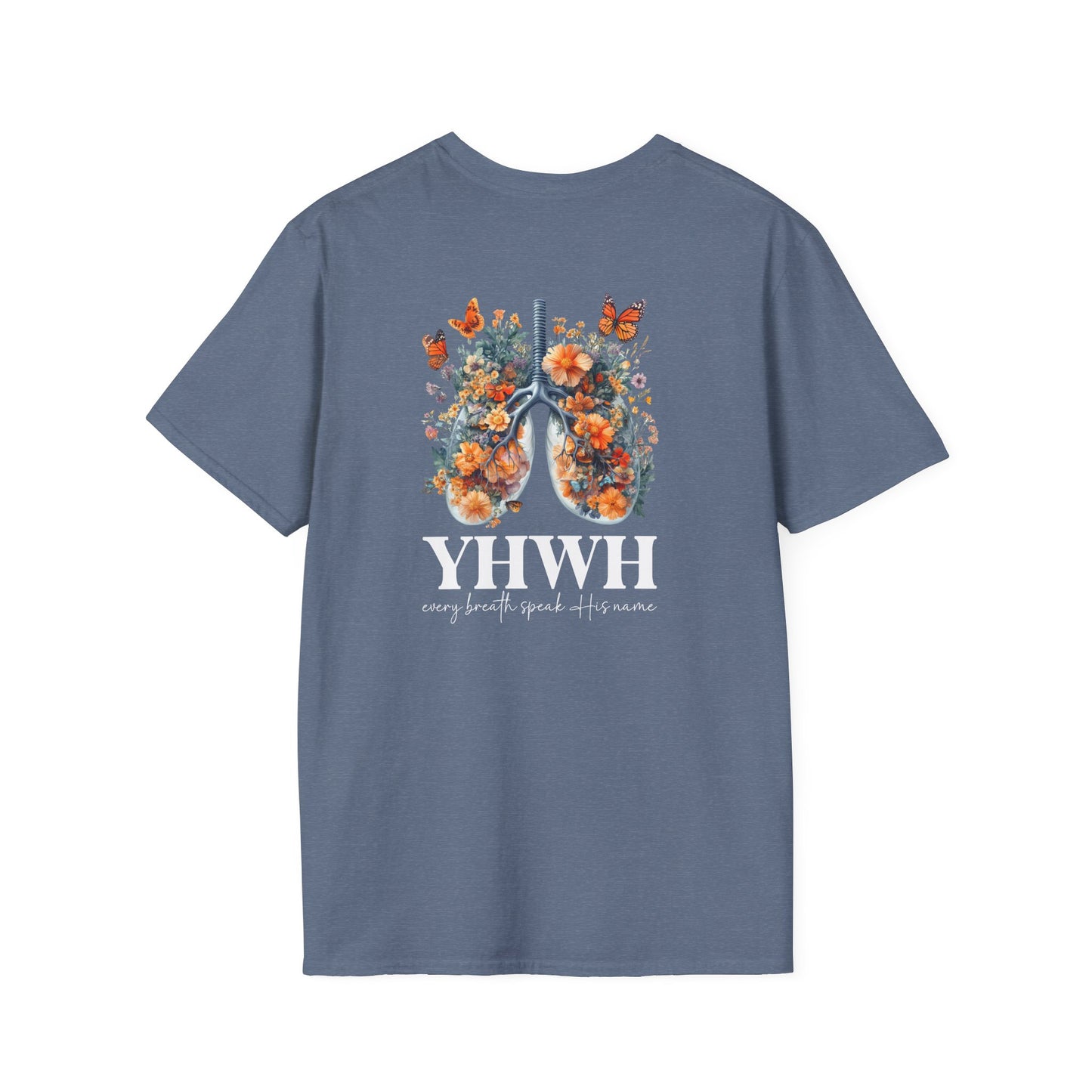 Floral Lungs YHWH Unisex Soft Style T-Shirt - Nature-Inspired Design