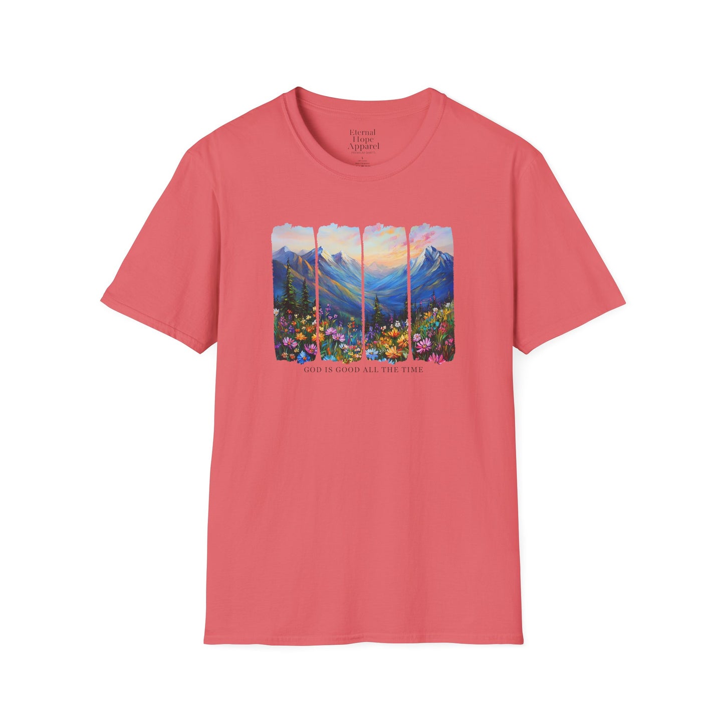 God is Good All the Time Unisex Softstyle T-Shirt - Inspirational Nature Design