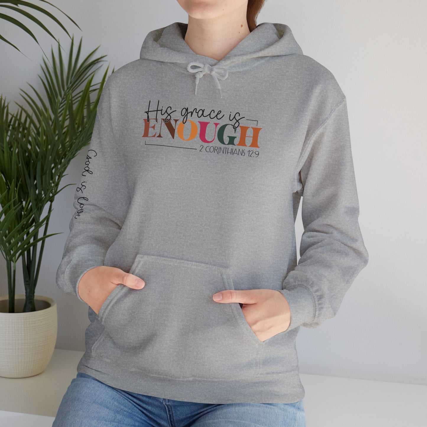 Inspirational Unisex Hooded Sweatshirt - "His Grace Is Enough"