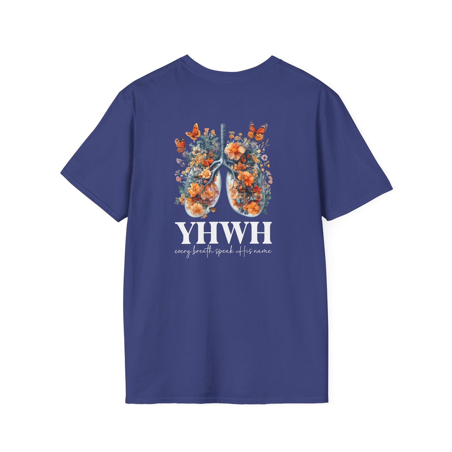 Floral Lungs YHWH Unisex Soft Style T-Shirt - Nature-Inspired Design