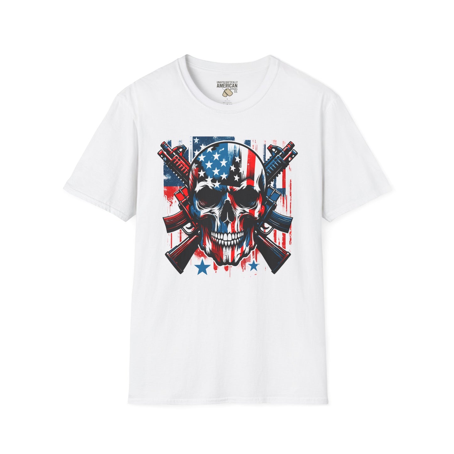 Patriotic Skull Unisex T-Shirt - Bold Design for Independence Day, Halloween, Gift for Veterans, Outdoor Events, Casual Wear