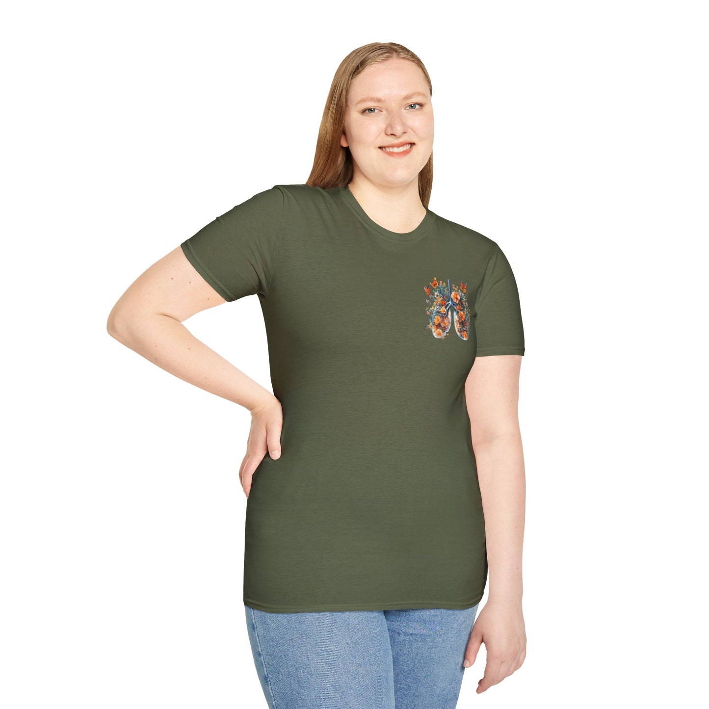 Floral Lungs YHWH Unisex Soft Style T-Shirt - Nature-Inspired Design