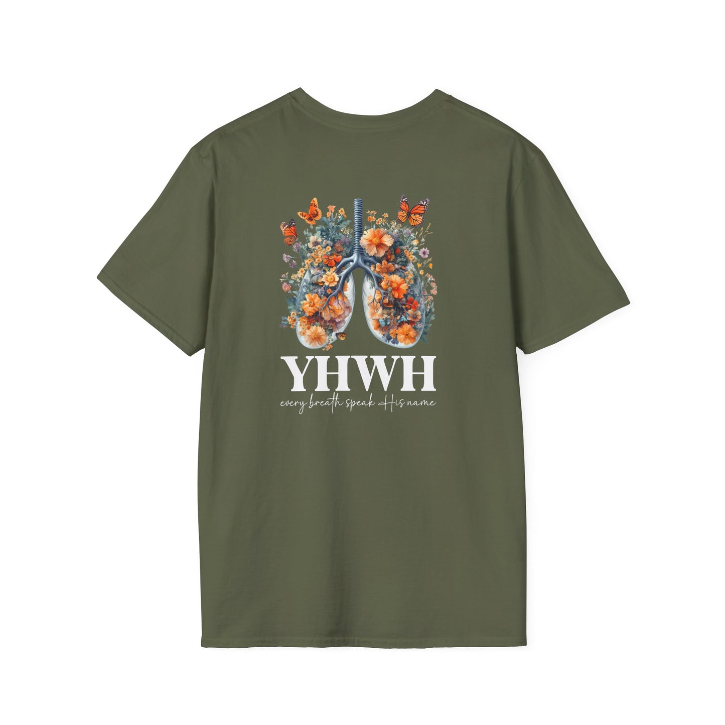 Floral Lungs YHWH Unisex Soft Style T-Shirt - Nature-Inspired Design