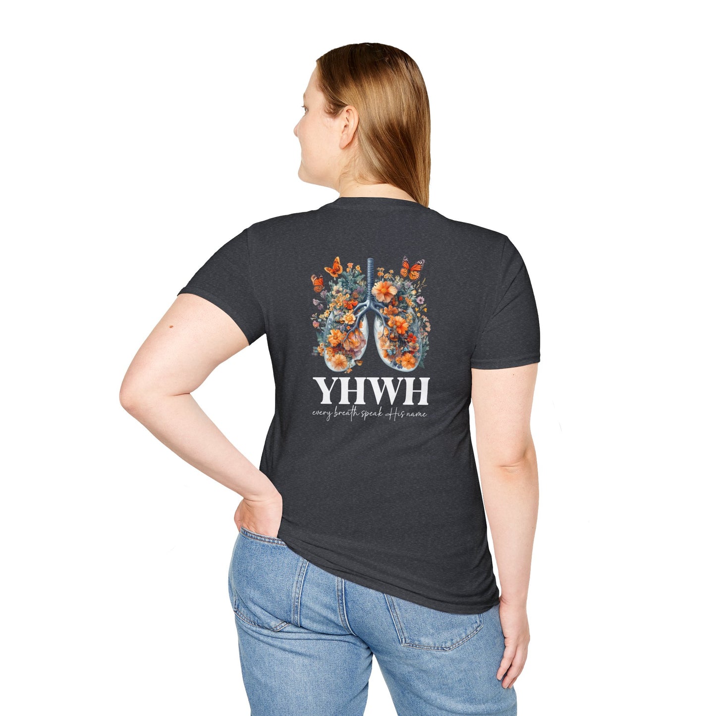 Floral Lungs YHWH Unisex Soft Style T-Shirt - Nature-Inspired Design