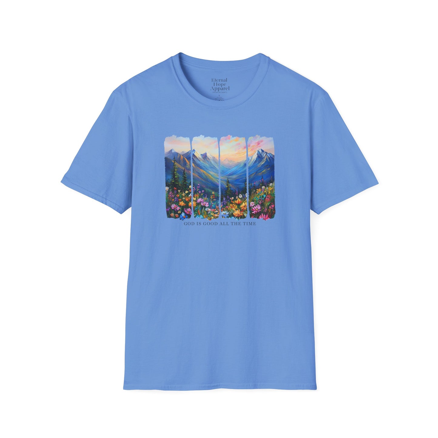 God is Good All the Time Unisex Softstyle T-Shirt - Inspirational Nature Design
