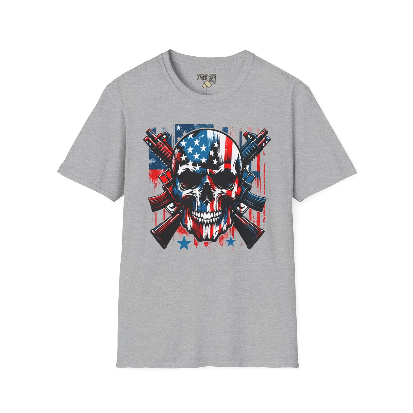 Patriotic Skull Unisex T-Shirt - Bold Design for Independence Day, Halloween, Gift for Veterans, Outdoor Events, Casual Wear