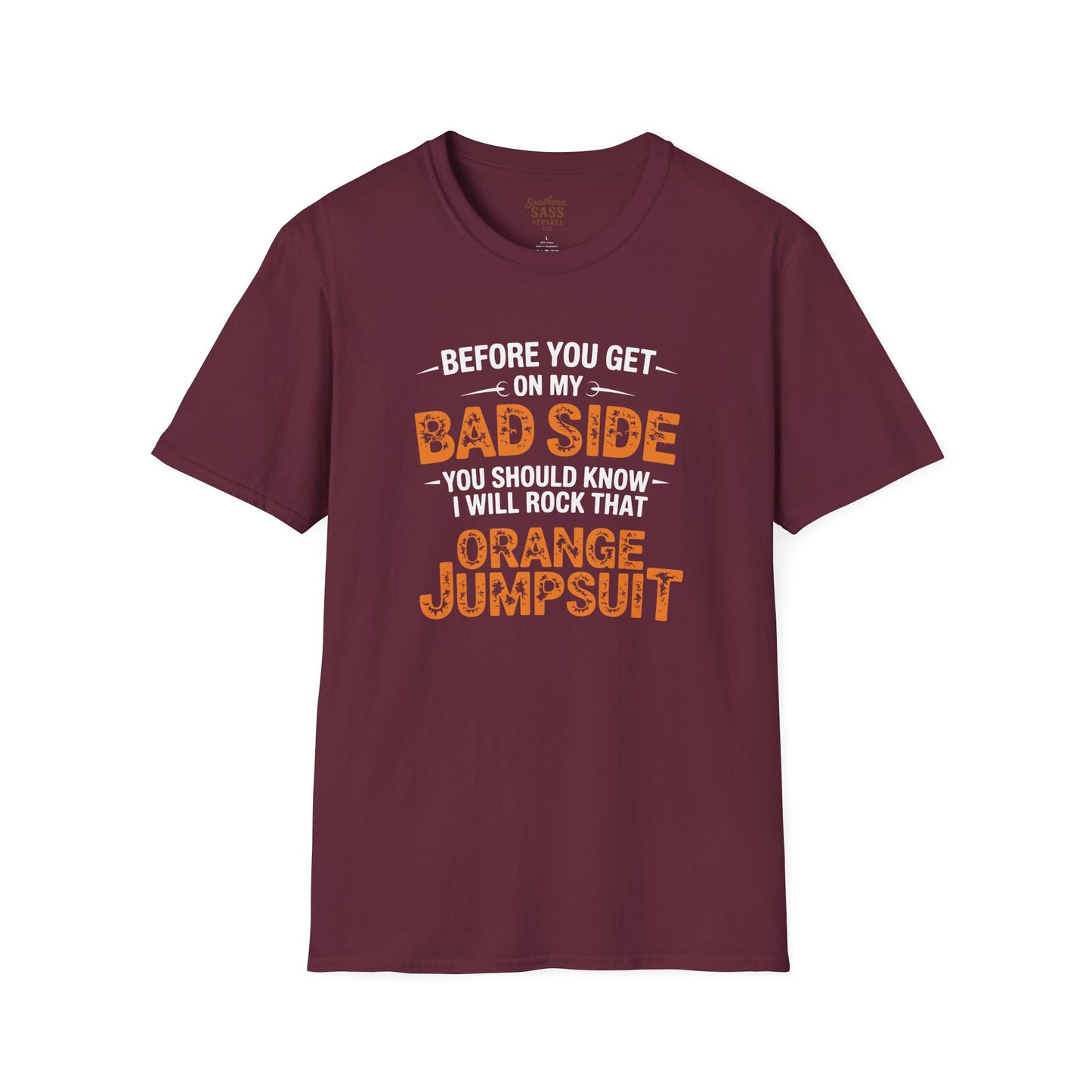 Rock Your Style with 'Bad Side' Orange Jumpsuit Quote