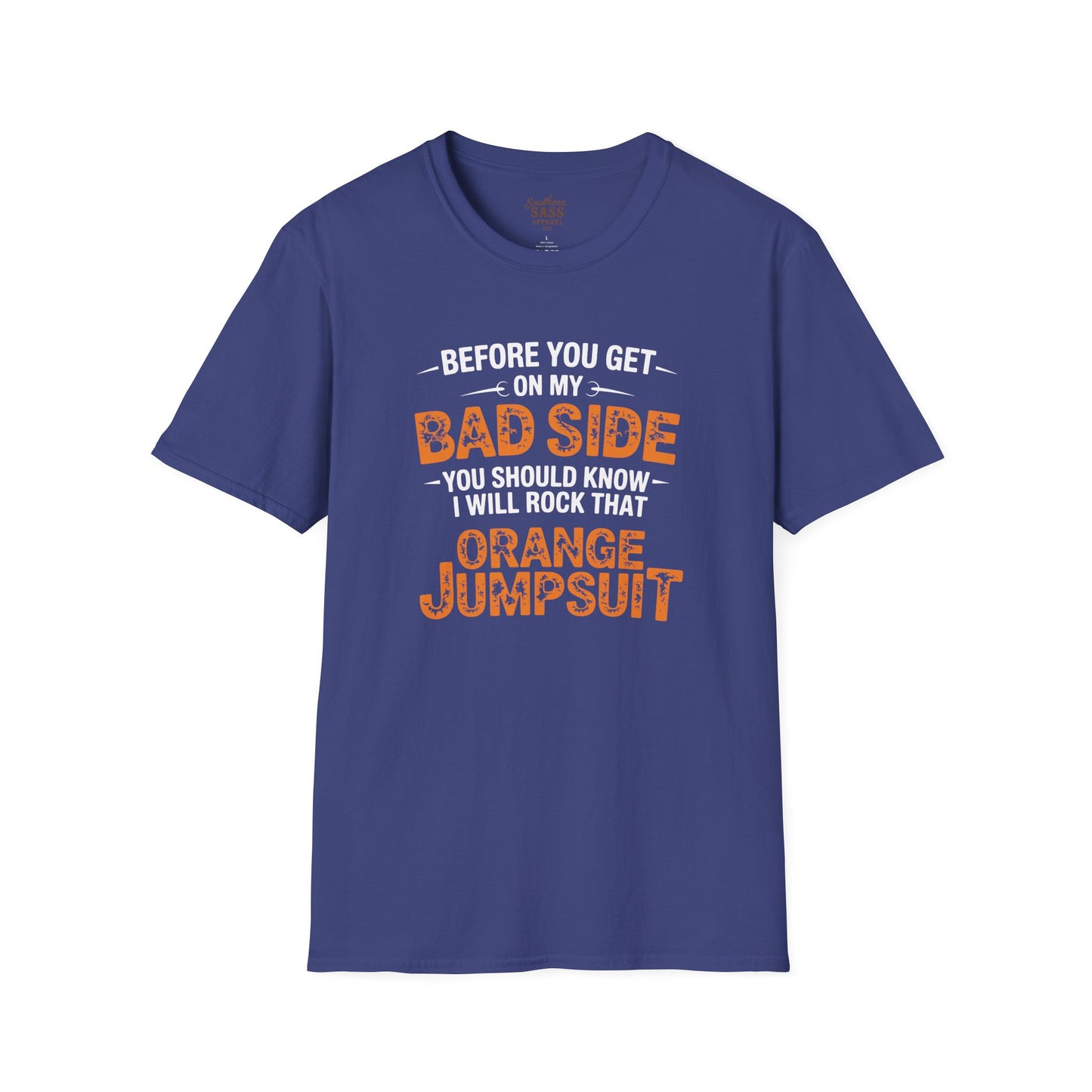 Rock Your Style with 'Bad Side' Orange Jumpsuit Quote