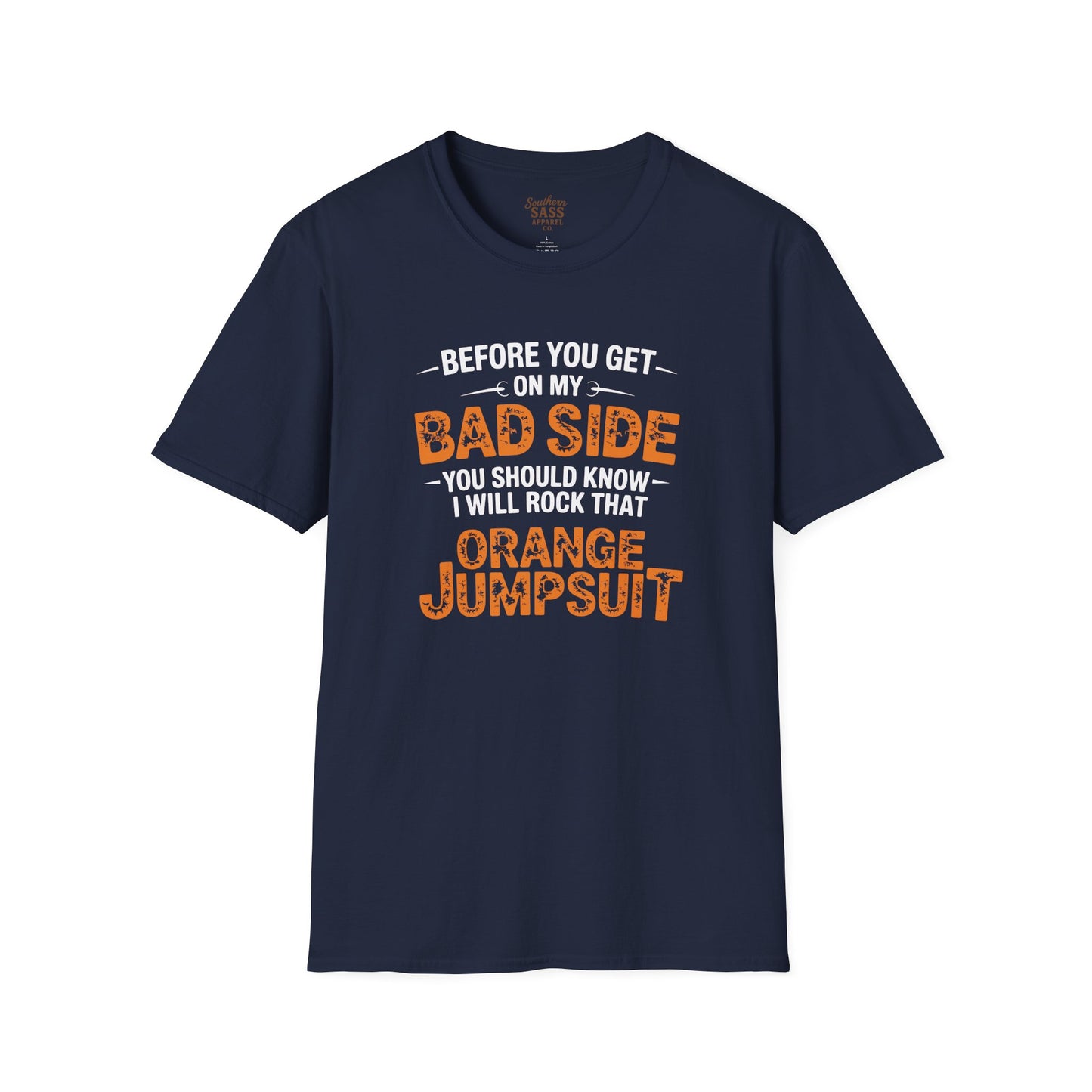 Rock Your Style with 'Bad Side' Orange Jumpsuit Quote