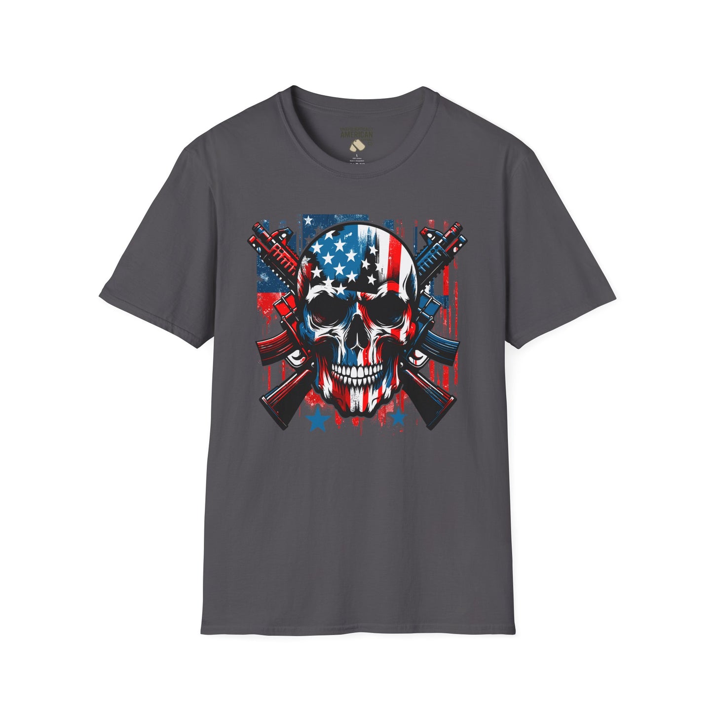 Patriotic Skull Unisex T-Shirt - Bold Design for Independence Day, Halloween, Gift for Veterans, Outdoor Events, Casual Wear