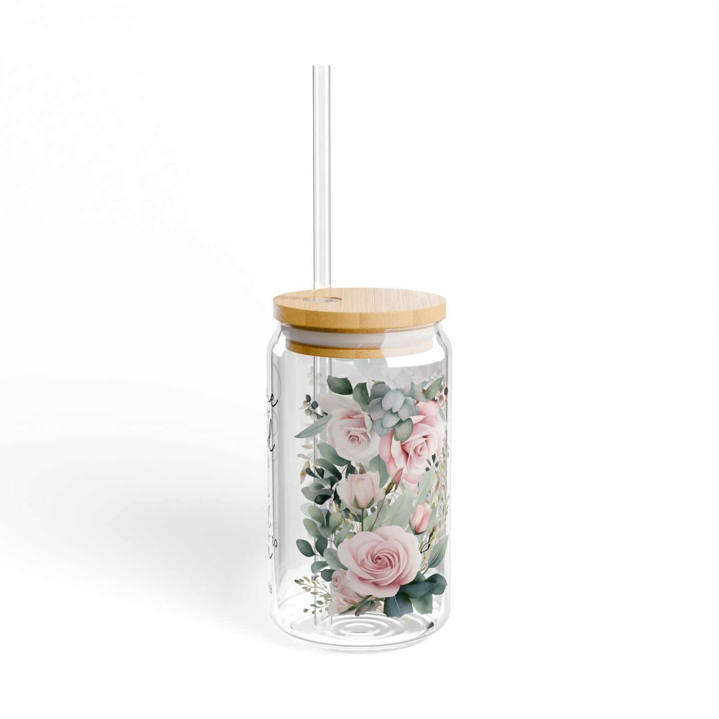 Come near to God Floral Inspirational Sipper Glass - 16oz with Bamboo Lid & Straw