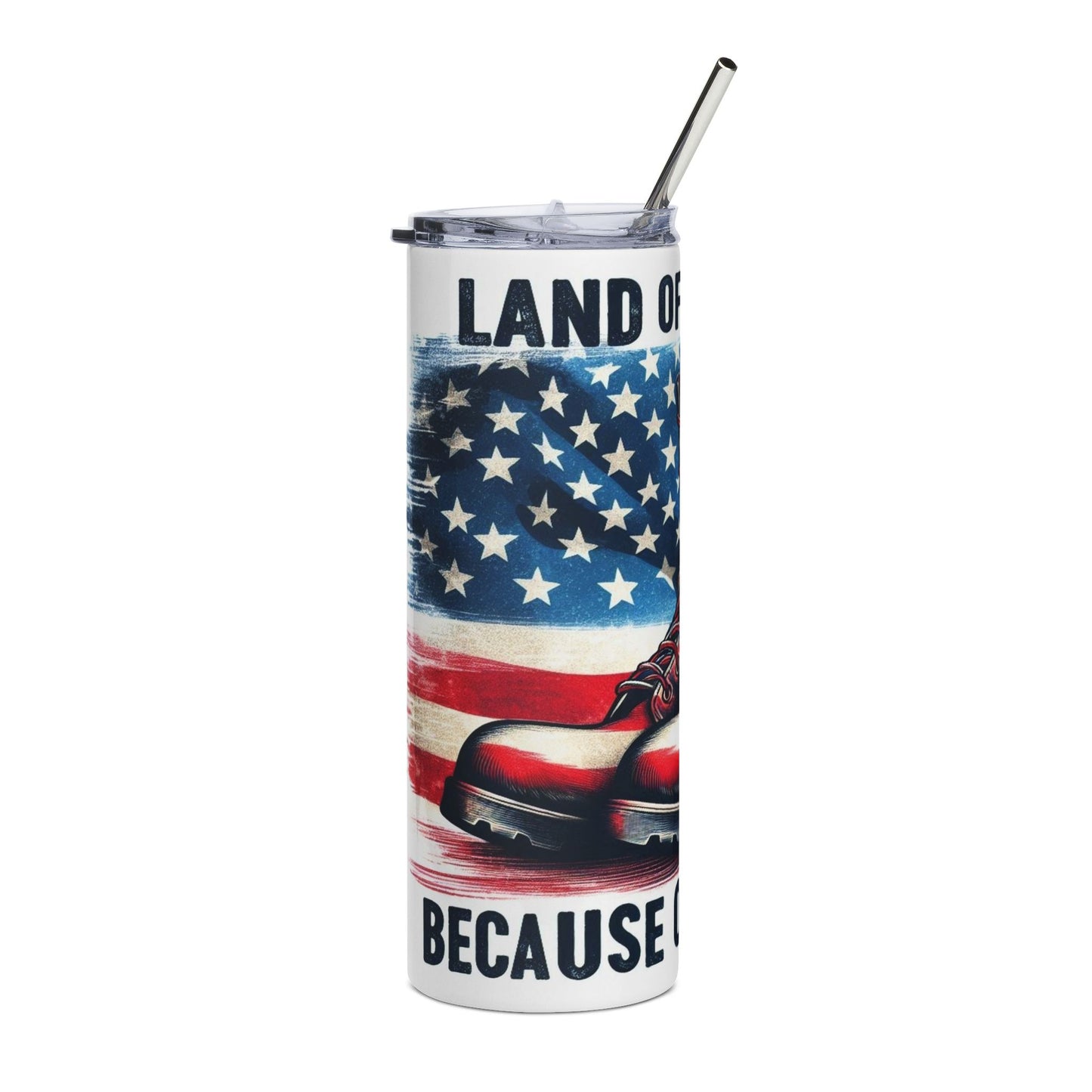 Combat Boots, American Flag -Steel Tumbler, 20oz