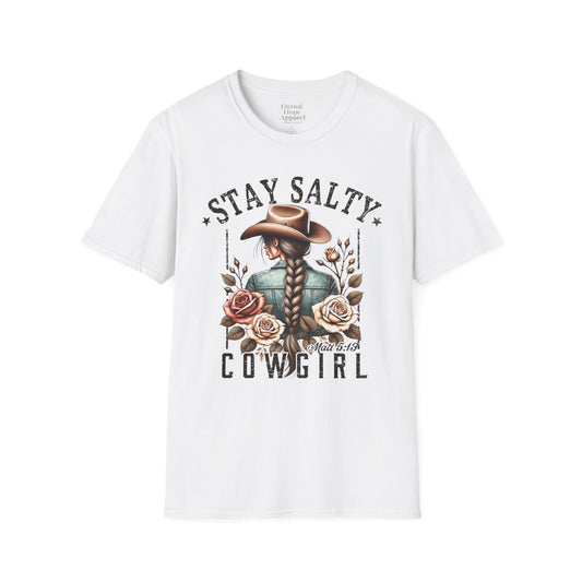 Stay Salty Cowgirl T-Shirt | Unisex Softstyle Tee for Cowgirls & Rodeo Lovers