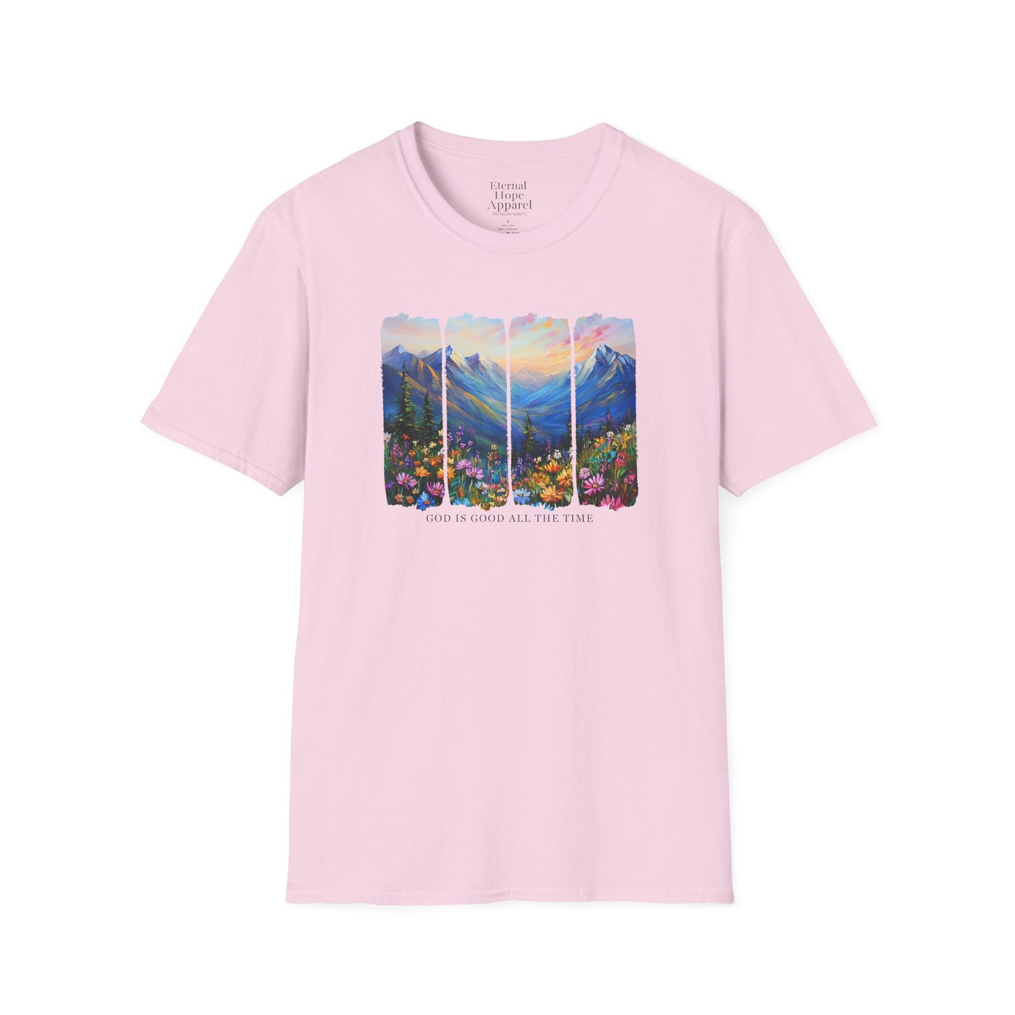 God is Good All the Time Unisex Softstyle T-Shirt - Inspirational Nature Design