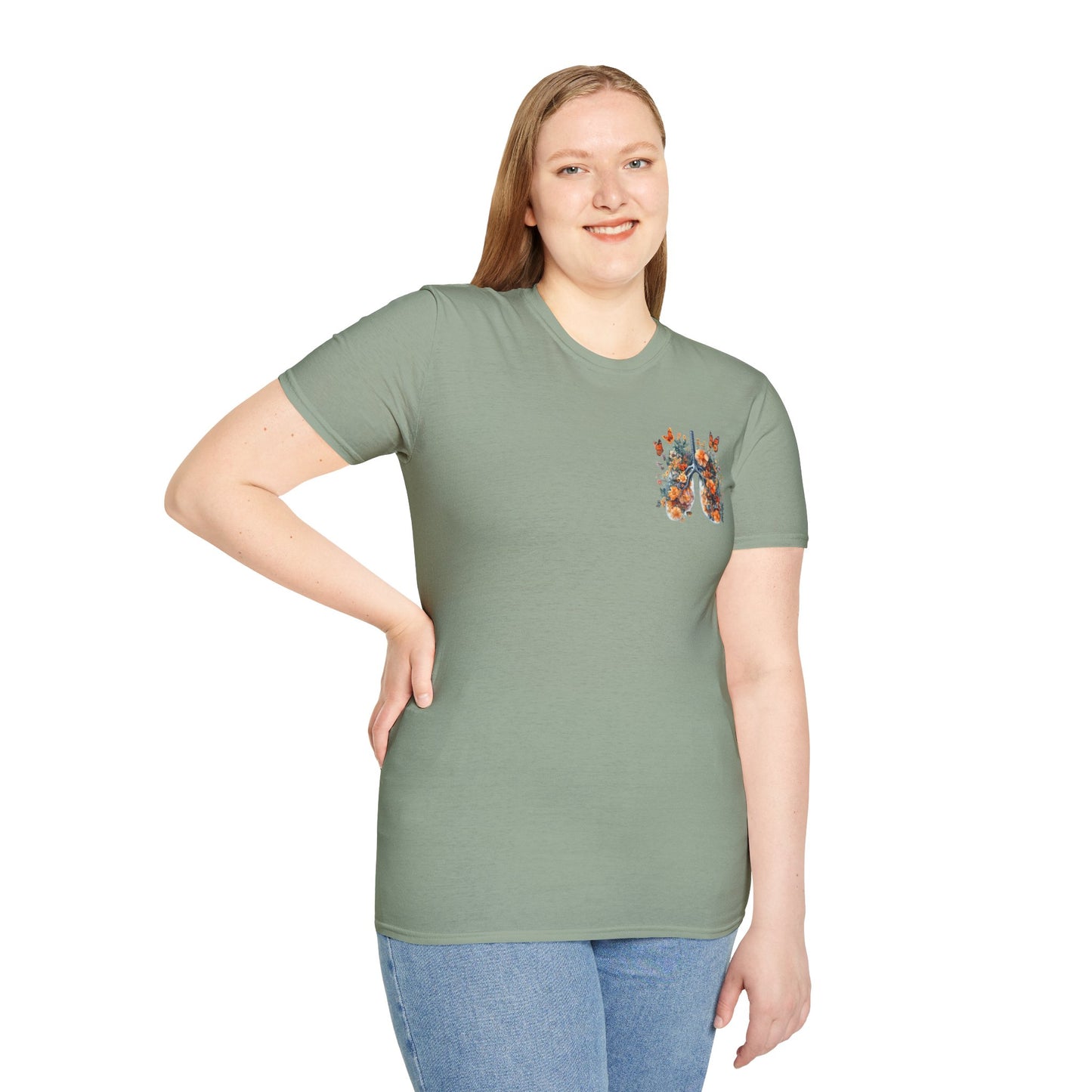 Floral Lungs YHWH Unisex Soft Style T-Shirt - Nature-Inspired Design