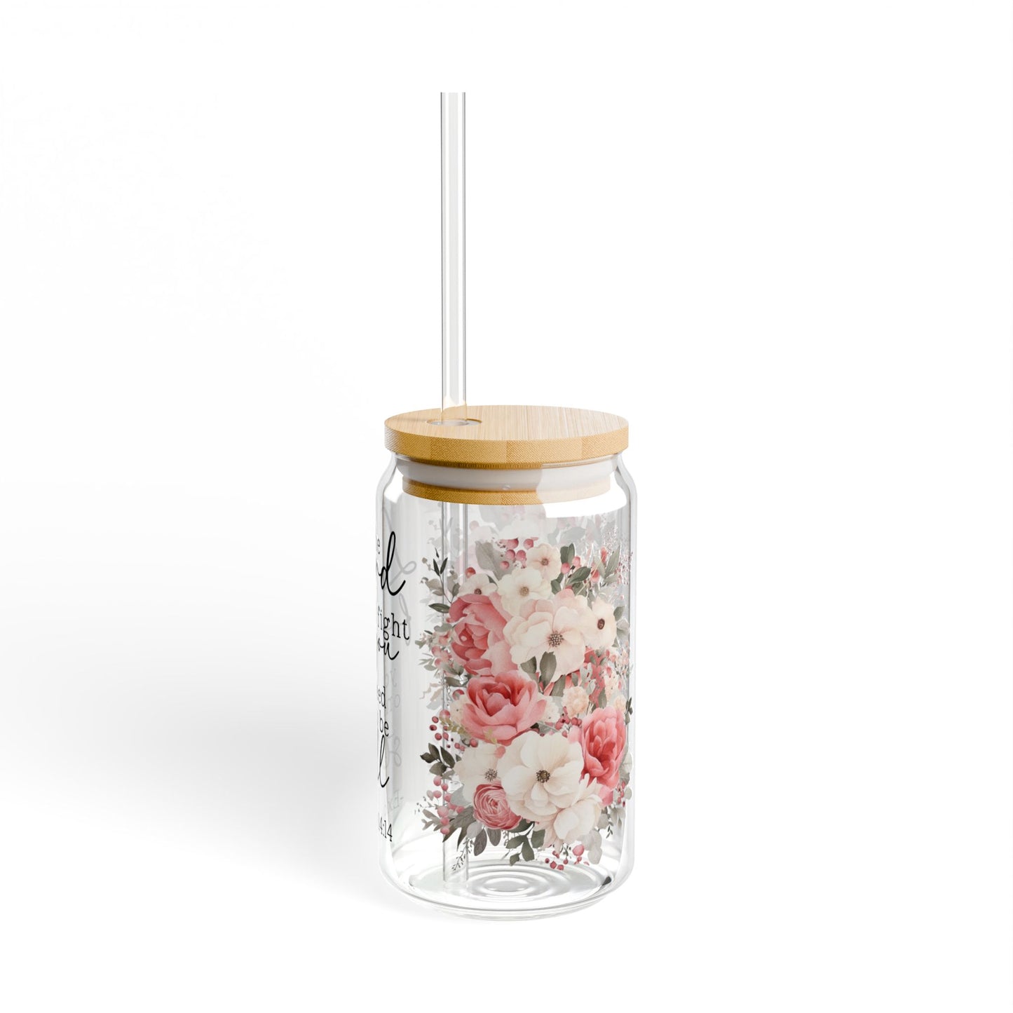The Lord will fight for you, Exodus 14:14 Sipper Glass - 16oz with Lid & Straw