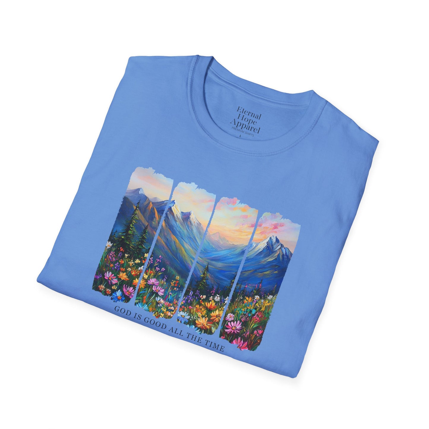 God is Good All the Time Unisex Softstyle T-Shirt - Inspirational Nature Design