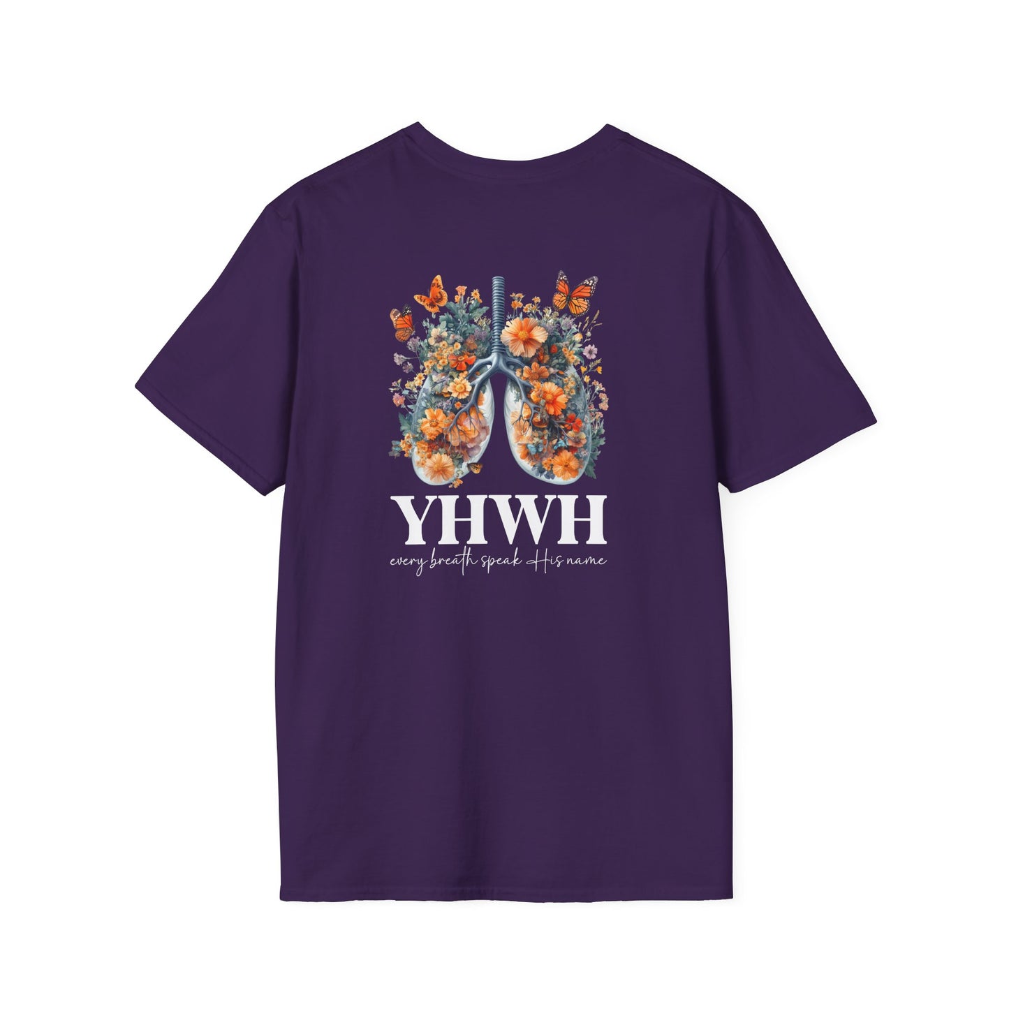 Floral Lungs YHWH Unisex Soft Style T-Shirt - Nature-Inspired Design