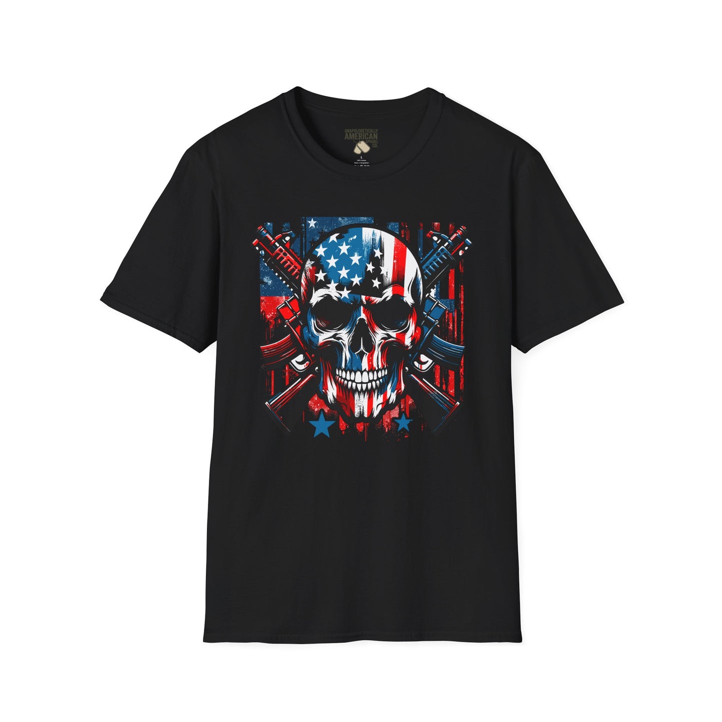 Patriotic Skull Unisex T-Shirt - Bold Design for Independence Day, Halloween, Gift for Veterans, Outdoor Events, Casual Wear