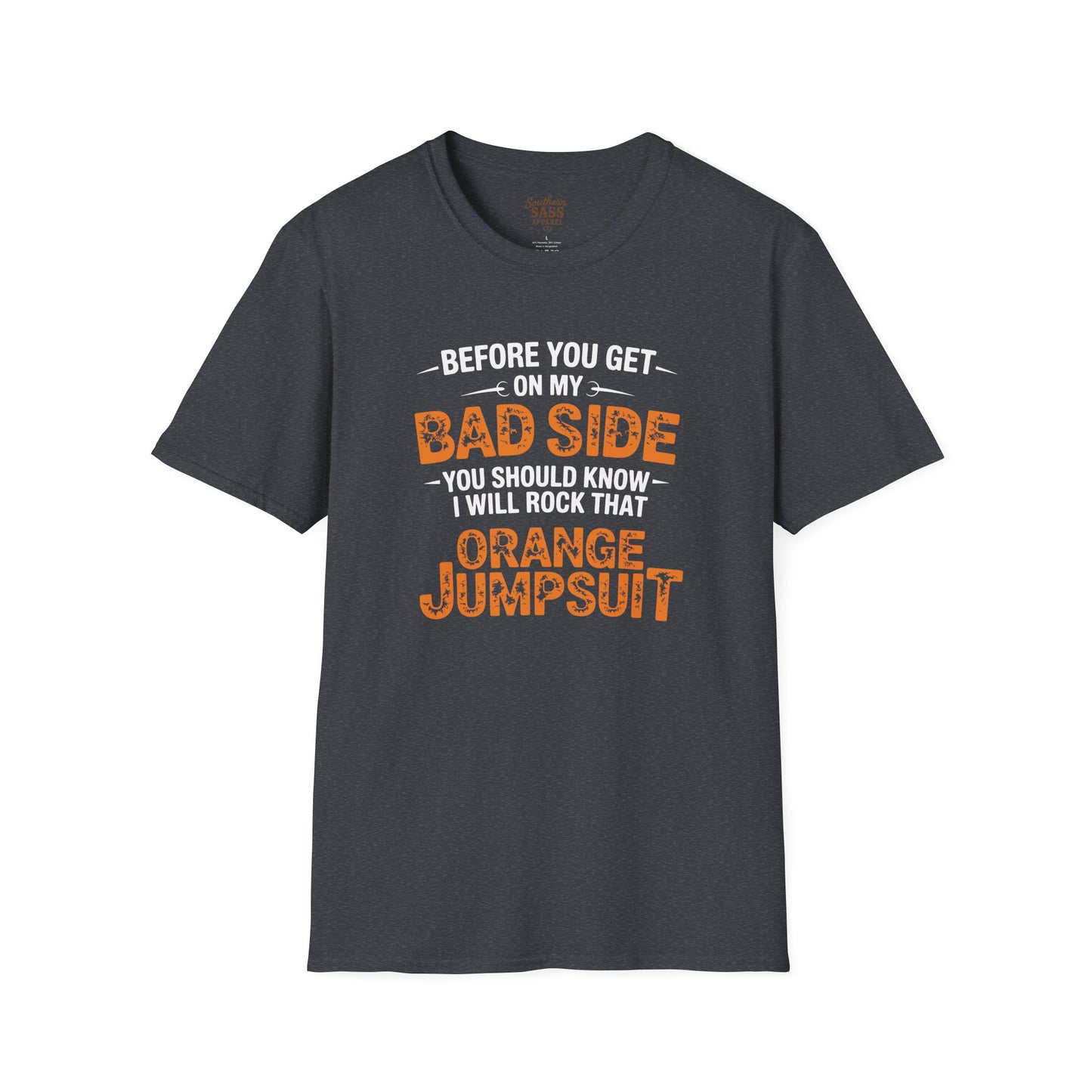 Rock Your Style with 'Bad Side' Orange Jumpsuit Quote