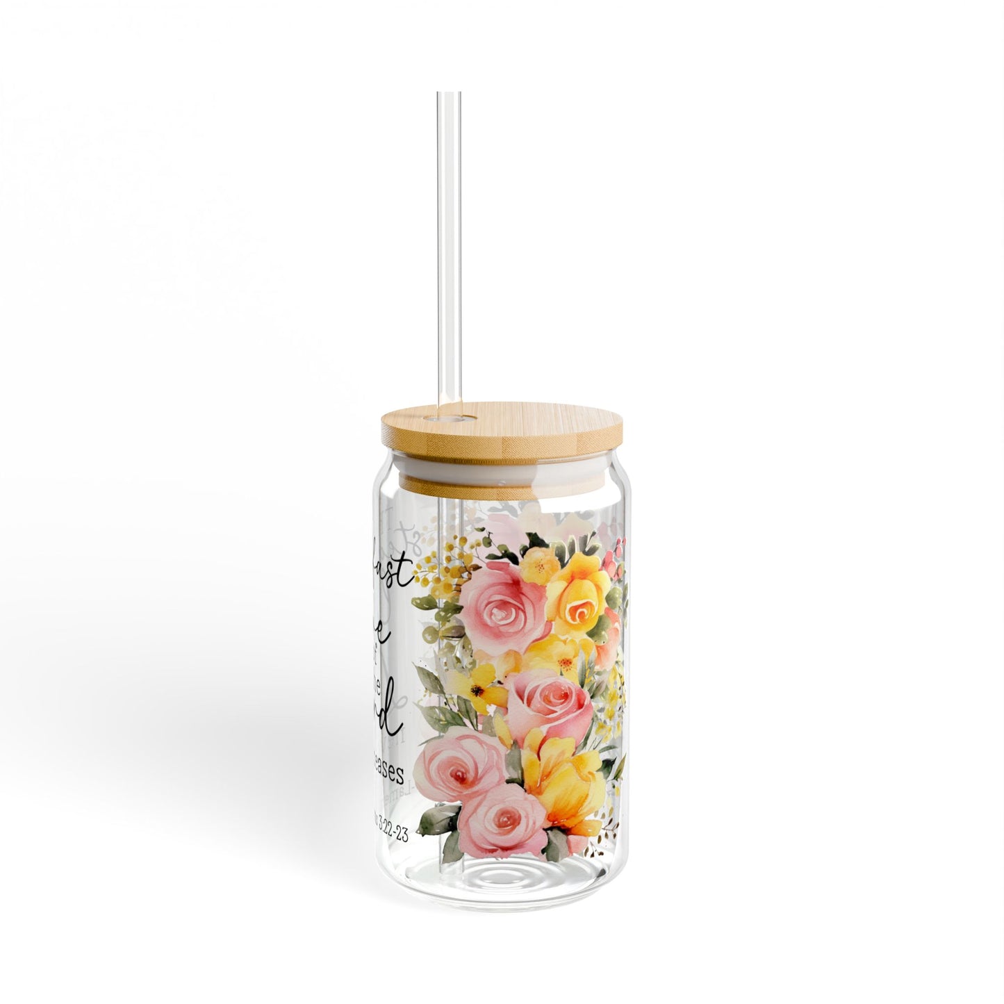 Steadfast Love of the Lord Sipper Glass 16oz with Straw - Inspirational Drinkware for Gifts & Home Decor