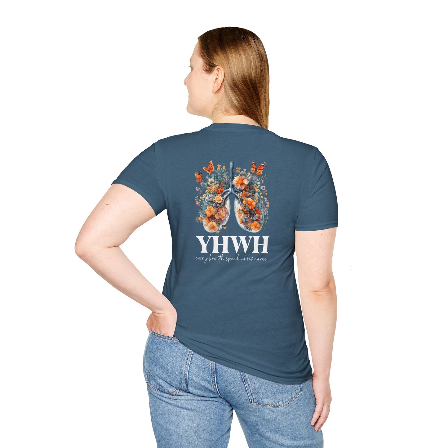 Floral Lungs YHWH Unisex Soft Style T-Shirt - Nature-Inspired Design