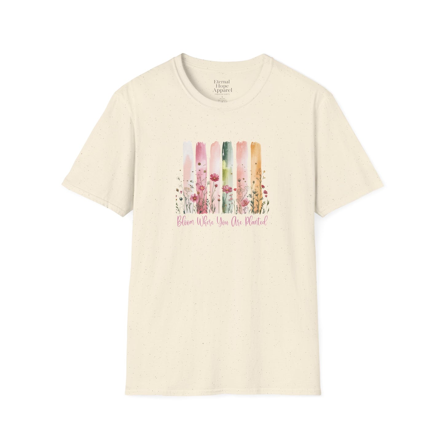 Bloom Where You Are Planted Unisex Softstyle T-Shirt | Floral Design, Inspirational Tee