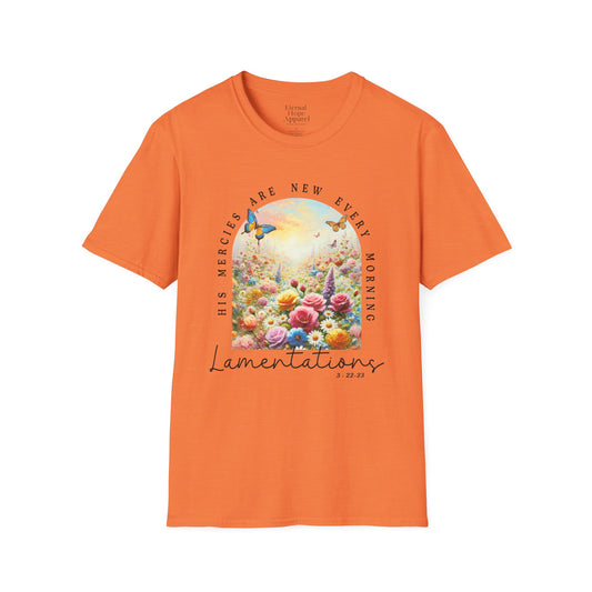 Inspirational Floral T-Shirt - His Mercies Are New Every Morning