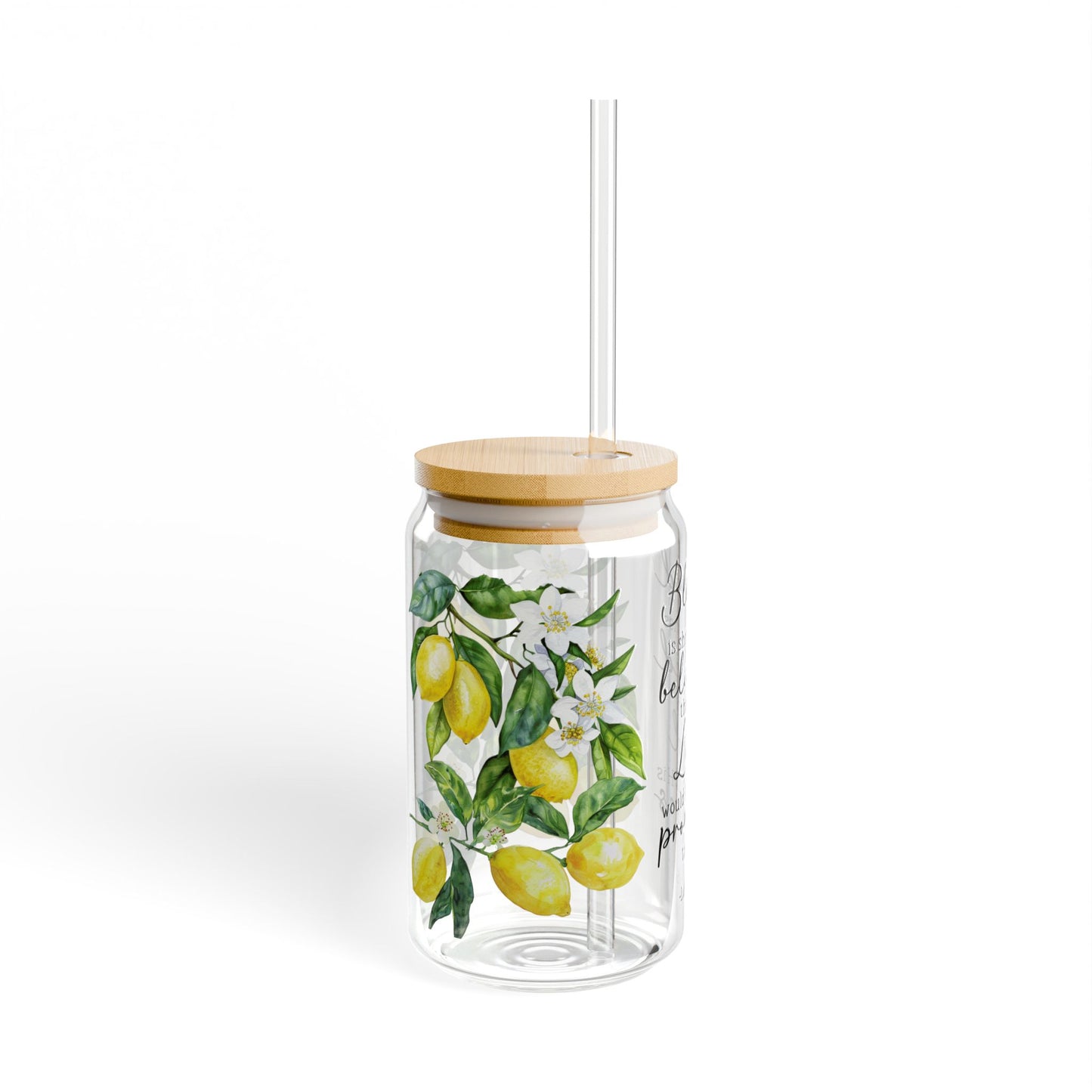 Blessed 16oz Sipper Glass with Straw - Inspirational & Floral Design