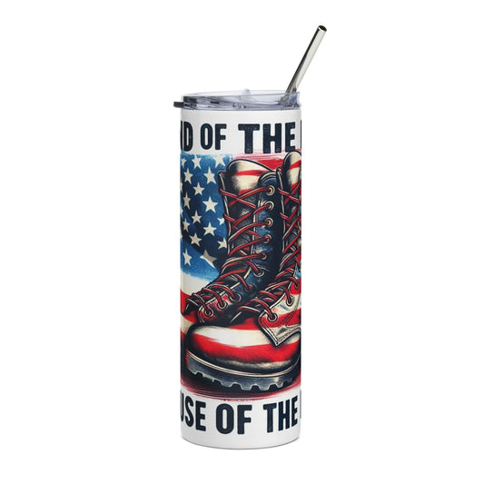 Combat Boots, American Flag -Steel Tumbler, 20oz