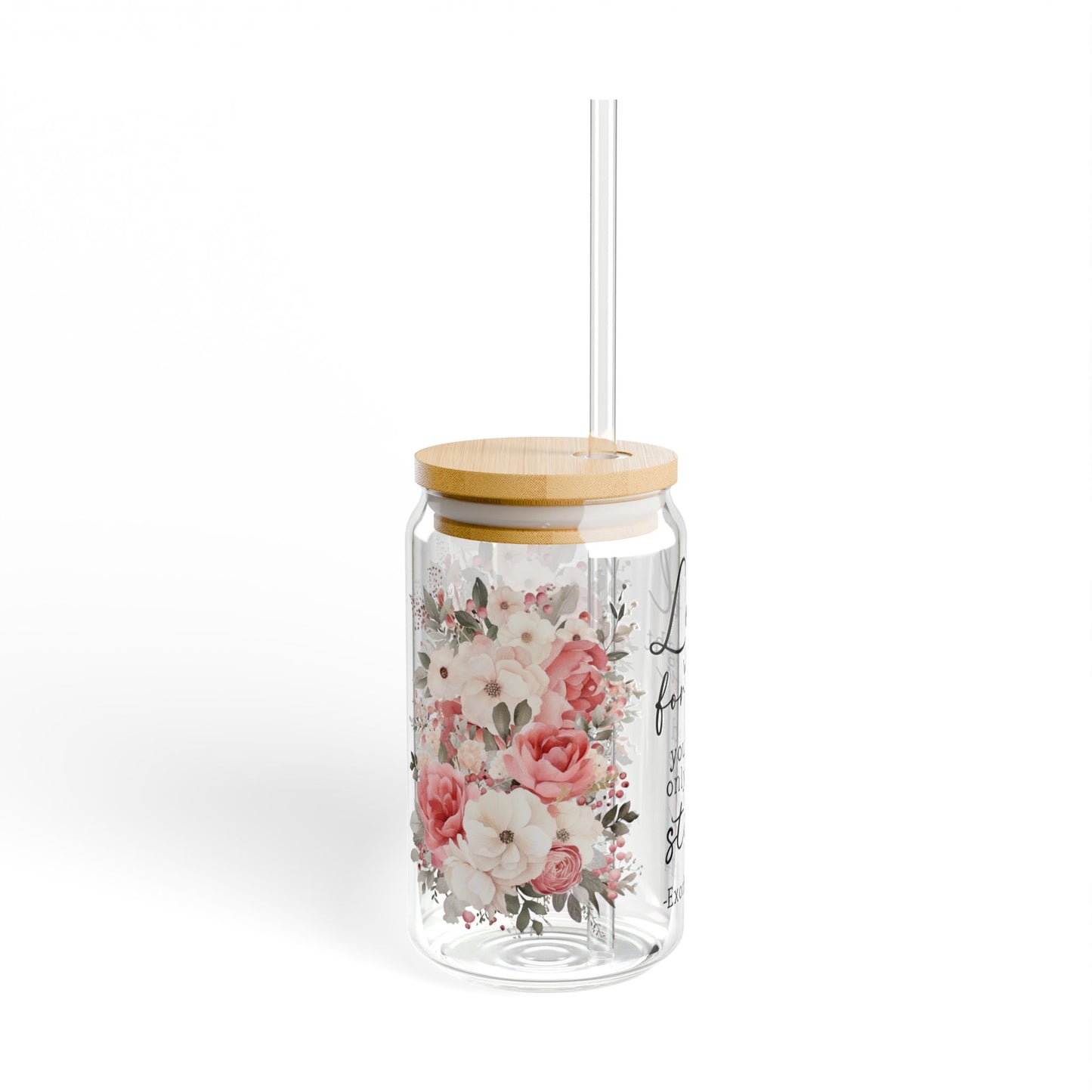 The Lord will fight for you, Exodus 14:14 Sipper Glass - 16oz with Lid & Straw
