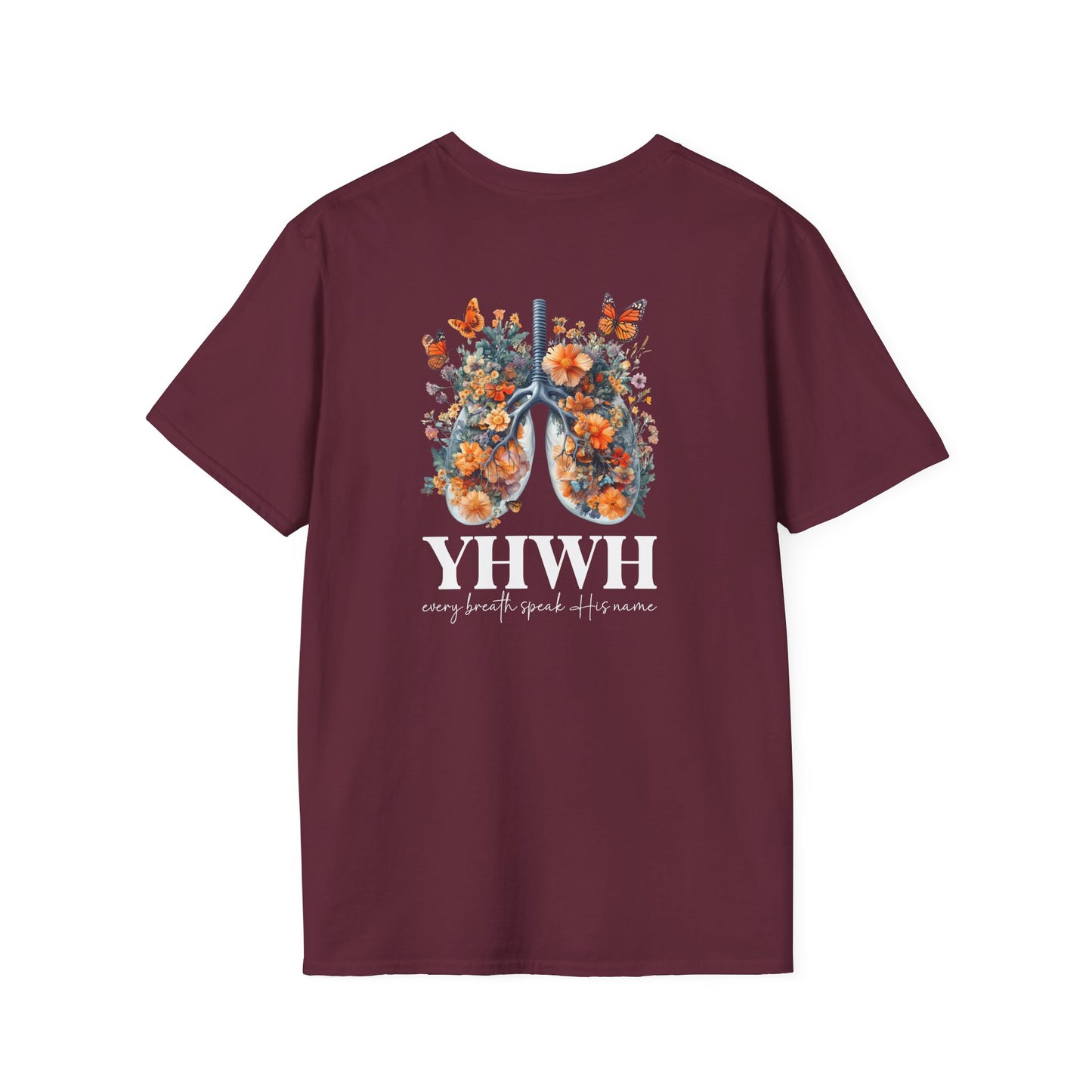 Floral Lungs YHWH Unisex Soft Style T-Shirt - Nature-Inspired Design