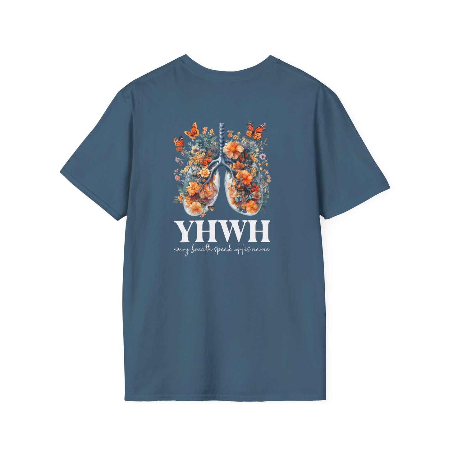 Floral Lungs YHWH Unisex Soft Style T-Shirt - Nature-Inspired Design