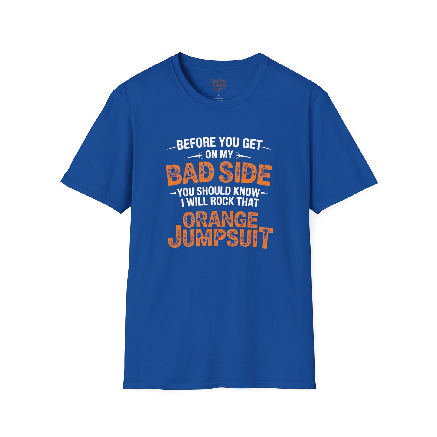 Rock Your Style with 'Bad Side' Orange Jumpsuit Quote